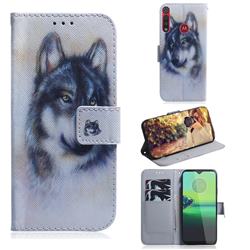 Snow Wolf PU Leather Wallet Case for Motorola One Macro