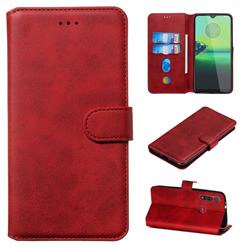 Retro Calf Matte Leather Wallet Phone Case for Motorola One Macro - Red