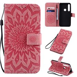 Embossing Sunflower Leather Wallet Case for Motorola One Macro - Pink
