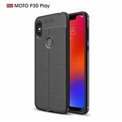 Luxury Auto Focus Litchi Texture Silicone TPU Back Cover for Motorola One (P30 Play) - Black