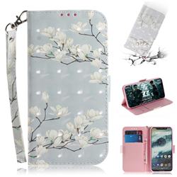 Magnolia Flower 3D Painted Leather Wallet Phone Case for Motorola One (P30 Play)