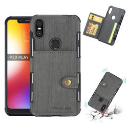 Brush Multi-function Leather Phone Case for Motorola One (P30 Play) - Gray