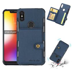 Brush Multi-function Leather Phone Case for Motorola One (P30 Play) - Blue