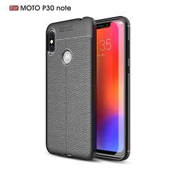 Luxury Auto Focus Litchi Texture Silicone TPU Back Cover for Motorola One Power (P30 Note) - Black