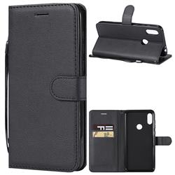 Retro Greek Classic Smooth PU Leather Wallet Phone Case for Motorola One Power (P30 Note) - Black