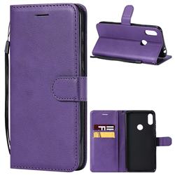Retro Greek Classic Smooth PU Leather Wallet Phone Case for Motorola One Power (P30 Note) - Purple