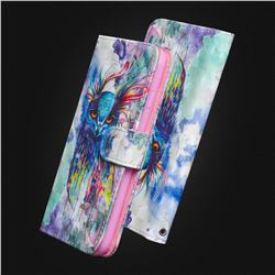 Watercolor Owl 3D Painted Leather Wallet Case for Motorola One Power (P30 Note)
