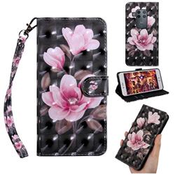 Black Powder Flower 3D Painted Leather Wallet Case for Motorola One Zoom