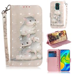 Three Squirrels 3D Painted Leather Wallet Phone Case for Xiaomi Redmi 10X 4G