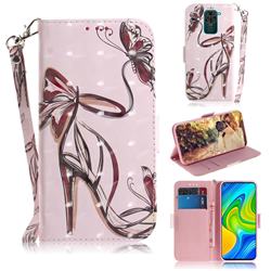 Butterfly High Heels 3D Painted Leather Wallet Phone Case for Xiaomi Redmi 10X 4G