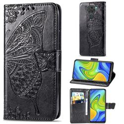 Embossing Mandala Flower Butterfly Leather Wallet Case for Xiaomi Redmi 10X 4G - Black