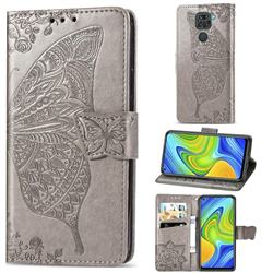 Embossing Mandala Flower Butterfly Leather Wallet Case for Xiaomi Redmi 10X 4G - Gray