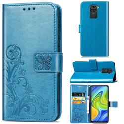 Embossing Imprint Four-Leaf Clover Leather Wallet Case for Xiaomi Redmi 10X 4G - Blue