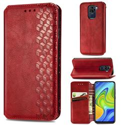 Ultra Slim Fashion Business Card Magnetic Automatic Suction Leather Flip Cover for Xiaomi Redmi 10X 4G - Red