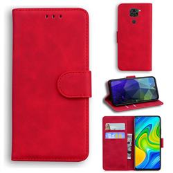 Retro Classic Skin Feel Leather Wallet Phone Case for Xiaomi Redmi 10X 4G - Red