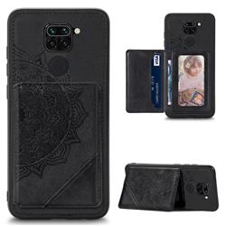 Mandala Flower Cloth Multifunction Stand Card Leather Phone Case for Xiaomi Redmi 10X 4G - Black