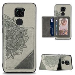 Mandala Flower Cloth Multifunction Stand Card Leather Phone Case for Xiaomi Redmi 10X 4G - Gray