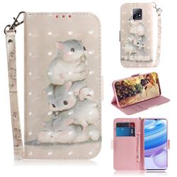 Three Squirrels 3D Painted Leather Wallet Phone Case for Xiaomi Redmi 10X 5G
