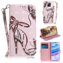 Butterfly High Heels 3D Painted Leather Wallet Phone Case for Xiaomi Redmi 10X 5G