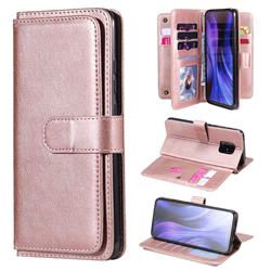 Multi-function Ten Card Slots and Photo Frame PU Leather Wallet Phone Case Cover for Xiaomi Redmi 10X 5G - Rose Gold