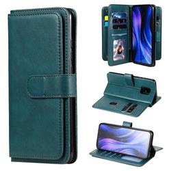 Multi-function Ten Card Slots and Photo Frame PU Leather Wallet Phone Case Cover for Xiaomi Redmi 10X 5G - Dark Green