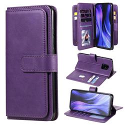 Multi-function Ten Card Slots and Photo Frame PU Leather Wallet Phone Case Cover for Xiaomi Redmi 10X 5G - Violet