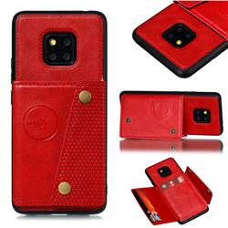 Retro Multifunction Card Slots Stand Leather Coated Phone Back Cover for Xiaomi Redmi 10X 5G - Red