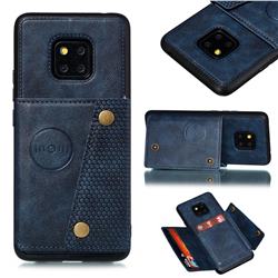 Retro Multifunction Card Slots Stand Leather Coated Phone Back Cover for Xiaomi Redmi 10X 5G - Blue