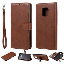 Retro Greek Detachable Magnetic PU Leather Wallet Phone Case for Xiaomi Redmi 10X 5G - Brown