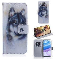 Snow Wolf PU Leather Wallet Case for Xiaomi Redmi 10X 5G