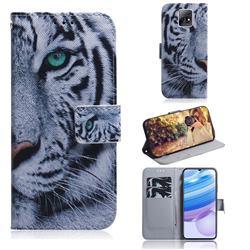 White Tiger PU Leather Wallet Case for Xiaomi Redmi 10X 5G
