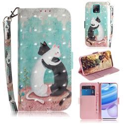 Black and White Cat 3D Painted Leather Wallet Phone Case for Xiaomi Redmi 10X Pro 5G
