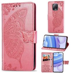 Embossing Mandala Flower Butterfly Leather Wallet Case for Xiaomi Redmi 10X Pro 5G - Pink