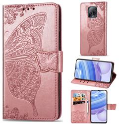 Embossing Mandala Flower Butterfly Leather Wallet Case for Xiaomi Redmi 10X Pro 5G - Rose Gold