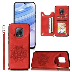 Luxury Mandala Multi-function Magnetic Card Slots Stand Leather Back Cover for Xiaomi Redmi 10X Pro 5G - Red
