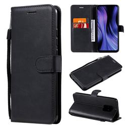 Retro Greek Classic Smooth PU Leather Wallet Phone Case for Xiaomi Redmi 10X Pro 5G - Black