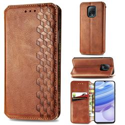 Ultra Slim Fashion Business Card Magnetic Automatic Suction Leather Flip Cover for Xiaomi Redmi 10X Pro 5G - Brown