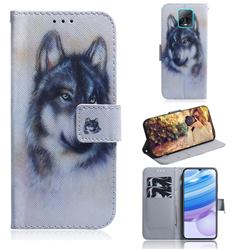 Snow Wolf PU Leather Wallet Case for Xiaomi Redmi 10X Pro 5G