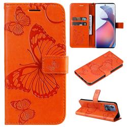 Embossing 3D Butterfly Leather Wallet Case for Motorola S30 Pro - Orange