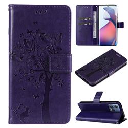 Embossing Butterfly Tree Leather Wallet Case for Motorola S30 Pro - Purple