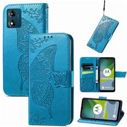 Embossing Mandala Flower Butterfly Leather Wallet Case for Motorola Moto E13 - Blue
