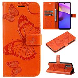Embossing 3D Butterfly Leather Wallet Case for Motorola Moto E20 E30 E40 - Orange