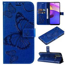 Embossing 3D Butterfly Leather Wallet Case for Motorola Moto E20 E30 E40 - Blue