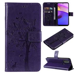 Embossing Butterfly Tree Leather Wallet Case for Motorola Moto E20 E30 E40 - Purple