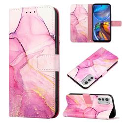 Pink Purple Marble Leather Wallet Protective Case for Motorola Moto E32