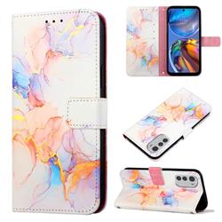 Galaxy Dream Marble Leather Wallet Protective Case for Motorola Moto E32