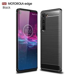 Luxury Carbon Fiber Brushed Wire Drawing Silicone TPU Back Cover for Moto Motorola Edge - Black