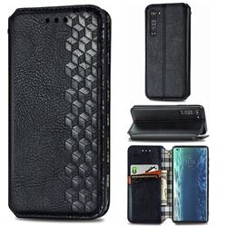 Ultra Slim Fashion Business Card Magnetic Automatic Suction Leather Flip Cover for Moto Motorola Edge - Black