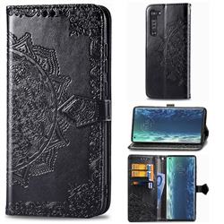 Embossing Imprint Mandala Flower Leather Wallet Case for Moto Motorola Edge - Black
