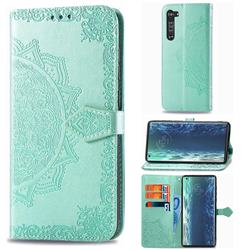 Embossing Imprint Mandala Flower Leather Wallet Case for Moto Motorola Edge - Green